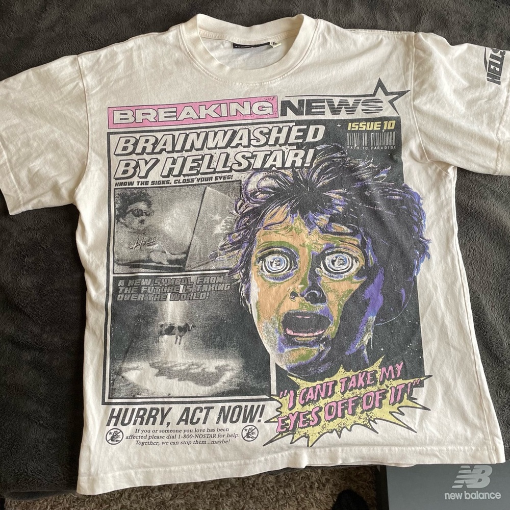 New Hellstar Brainwasted Cream Graphic T-Shirt